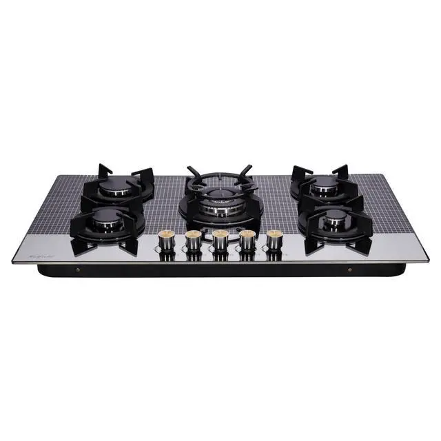 Alt view image 5 of 7 - 36 Inch Gas Cooktop Tempered Glass 5 Burners Stovetop Dual Fuel Gas Hob NG/LPG Convertible Gas Stove Top HF5198-01 Tempered Glass
