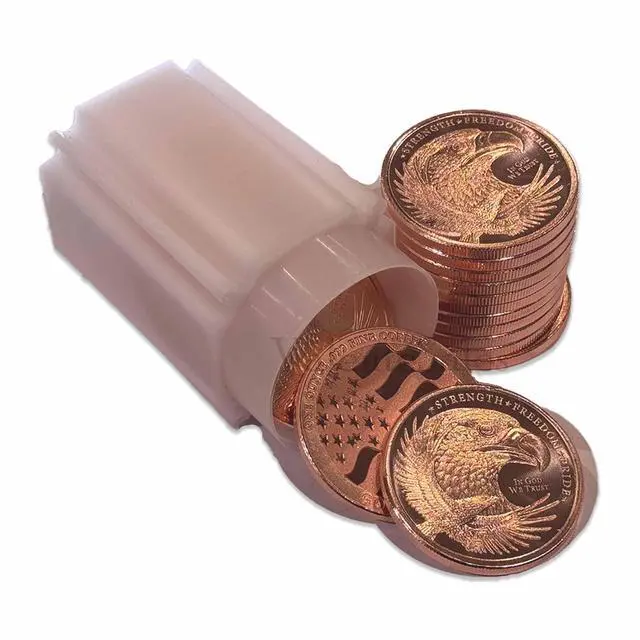 Alt view image 2 of 3 - 20pc x 1 oz Freedom Eagle flag copper round in storage tube