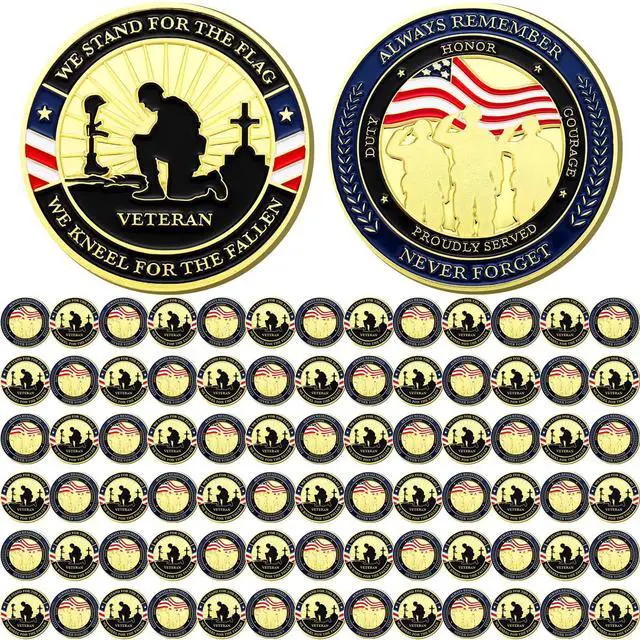 Main image of 80 Pcs Military Challenge Coins Thank You for Your Service Veterans Appreciation Gift Coins Army Retirement Gifts 250th Gifts Coin for Men Veterans Day Presents Military Favors(Stylish)