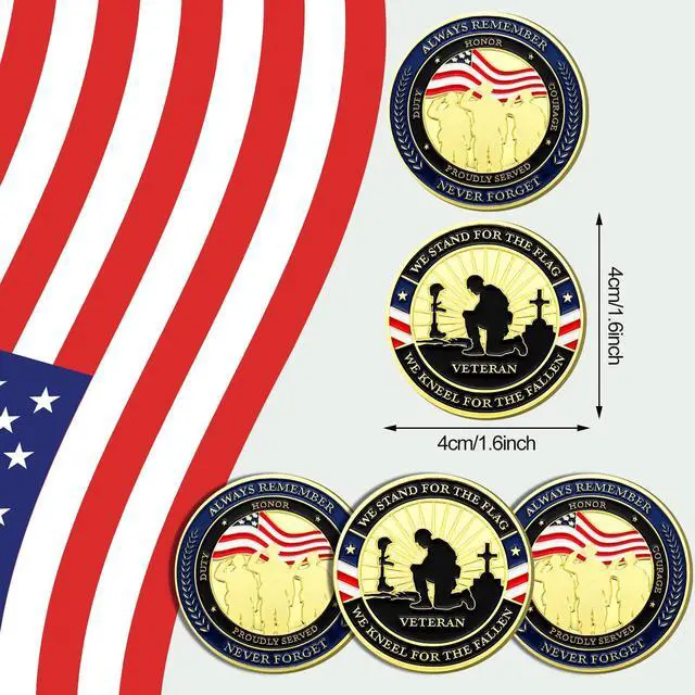 Alt view image 2 of 6 - 80 Pcs Military Challenge Coins Thank You for Your Service Veterans Appreciation Gift Coins Army Retirement Gifts 250th Gifts Coin for Men Veterans Day Presents Military Favors(Stylish)