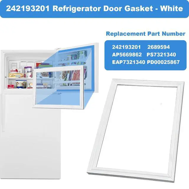 Alt view image 2 of 7 - Upgraded 242193201 Freezer Door Gasket Compatible with Frigidaire Electrolux Crosley Kenmore Refrigerator Door Seal,Replaces PS7321340 2689594 AP5669862-26.88"x17.71" White