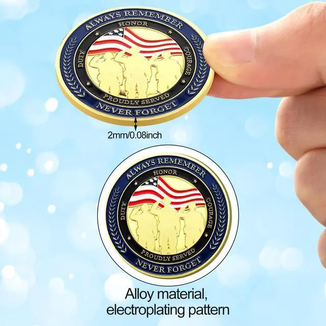 Alt view image 3 of 6 - 80 Pcs Military Challenge Coins Thank You for Your Service Veterans Appreciation Gift Coins Army Retirement Gifts 250th Gifts Coin for Men Veterans Day Presents Military Favors(Stylish)