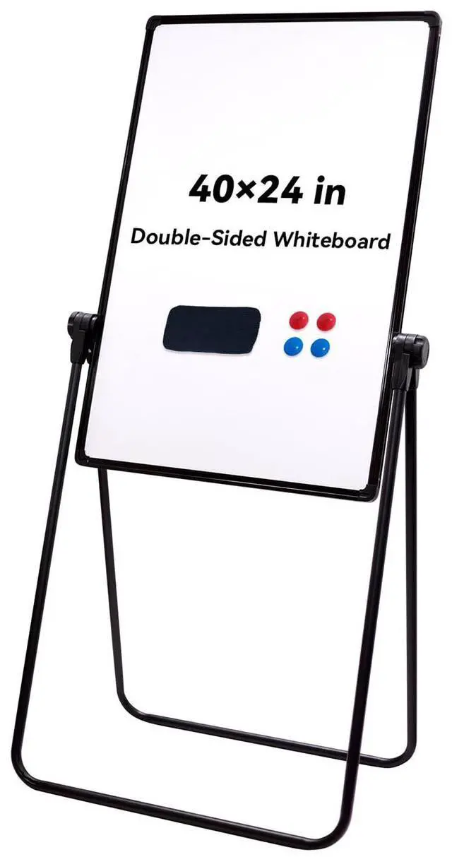 Main image of Magnetic Dry Erase Board with Stand, 40"x24" Double Sided U Stand White Board, Height Adjustable Flip Chart Easel, Portable Foldable Whiteboard for Home Office Restaurant