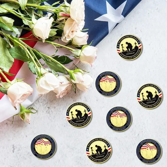 Alt view image 5 of 6 - 80 Pcs Military Challenge Coins Thank You for Your Service Veterans Appreciation Gift Coins Army Retirement Gifts 250th Gifts Coin for Men Veterans Day Presents Military Favors(Stylish)