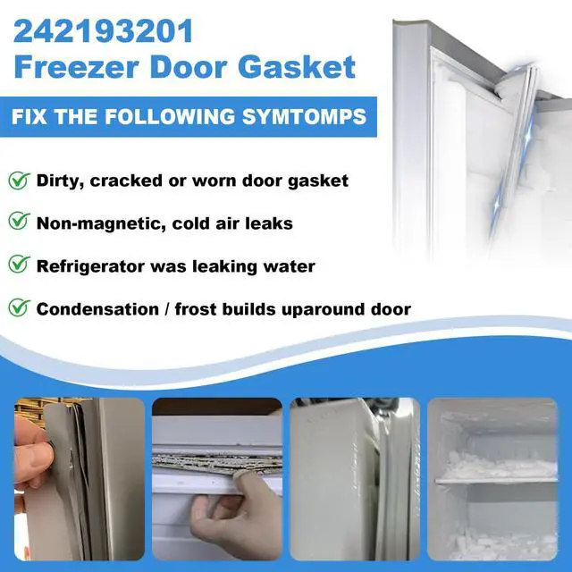 Alt view image 7 of 7 - Upgraded 242193201 Freezer Door Gasket Compatible with Frigidaire Electrolux Crosley Kenmore Refrigerator Door Seal,Replaces PS7321340 2689594 AP5669862-26.88"x17.71" White