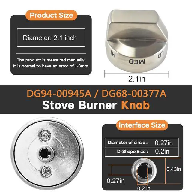 Alt view image 2 of 7 - (5Pcs) DG94-00945A/DG68-00377A for Samsung Gas Stove Surface Burner Control Knobs Replacements X58H9500WS/AA-00/01/02/03, NX58H9950WS/AA-01, NX58H9500WS/AC-01, NY58J9850WS/AA-02,Replace Part