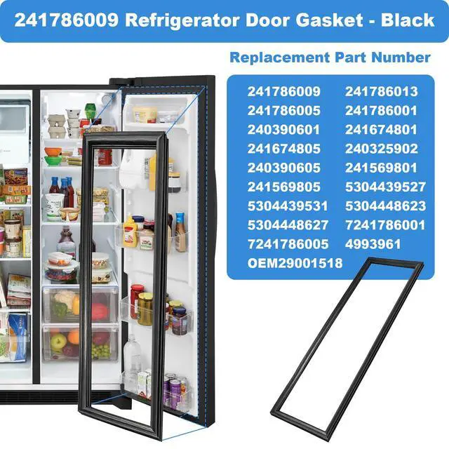 Alt view image 2 of 7 - Upgraded 241786009 241786013 Refrigerator Door Gasket, Compatible With Frigidaire/Electrolux/Kenmore/Crosley Side By Side Freezer Door Seal,Replaces 241569805 5304439531 7241786001-62"x 18.58" Black