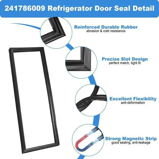 Alt view image 5 of 7 - Upgraded 241786009 241786013 Refrigerator Door Gasket, Compatible With Frigidaire/Electrolux/Kenmore/Crosley Side By Side Freezer Door Seal,Replaces 241569805 5304439531 7241786001-62"x 18.58" Black