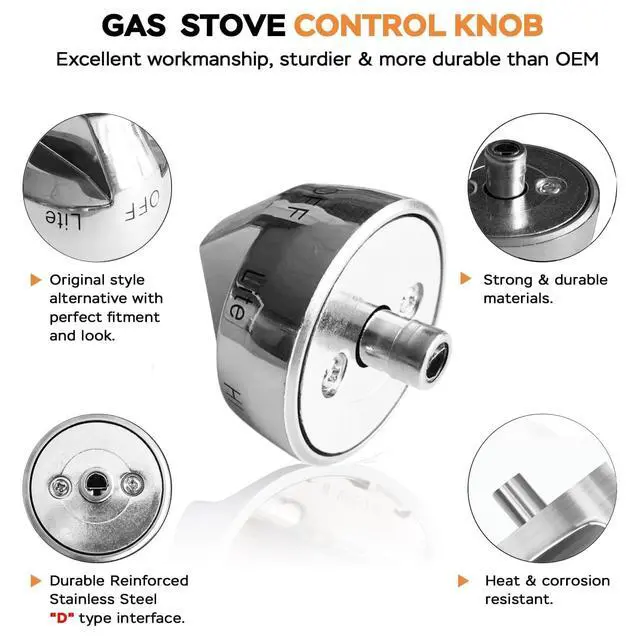Alt view image 5 of 7 - (5Pcs) DG94-00945A/DG68-00377A for Samsung Gas Stove Surface Burner Control Knobs Replacements X58H9500WS/AA-00/01/02/03, NX58H9950WS/AA-01, NX58H9500WS/AC-01, NY58J9850WS/AA-02,Replace Part
