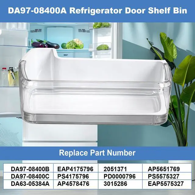 Alt view image 2 of 7 - DA97-08400A Refrigerator Left Door Shelf Bin, Replace DA97-08400B | DA97-08400C DA63-05384A EAP4175796, Fits Samsung RF4287HARS, RF4287HAPN, RF4287HAWP, RF4287HABP Fridge Door Shelf Bin