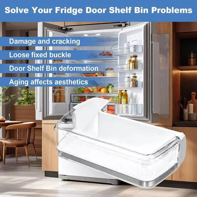 Alt view image 3 of 7 - DA97-08400A Refrigerator Left Door Shelf Bin, Replace DA97-08400B | DA97-08400C DA63-05384A EAP4175796, Fits Samsung RF4287HARS, RF4287HAPN, RF4287HAWP, RF4287HABP Fridge Door Shelf Bin