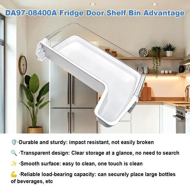 Alt view image 6 of 7 - DA97-08400A Refrigerator Left Door Shelf Bin, Replace DA97-08400B | DA97-08400C DA63-05384A EAP4175796, Fits Samsung RF4287HARS, RF4287HAPN, RF4287HAWP, RF4287HABP Fridge Door Shelf Bin