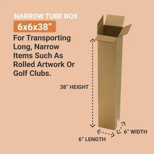 Alt view image 2 of 6 - AVIDITI Moving Boxes Long 6"L x 6"W x 38"H (25-Pack) Tall Corrugated Cardboard Box for Shipping, Packaging, Moving, Storage Box, Home or Business Strong Wholesale Bulk Boxes