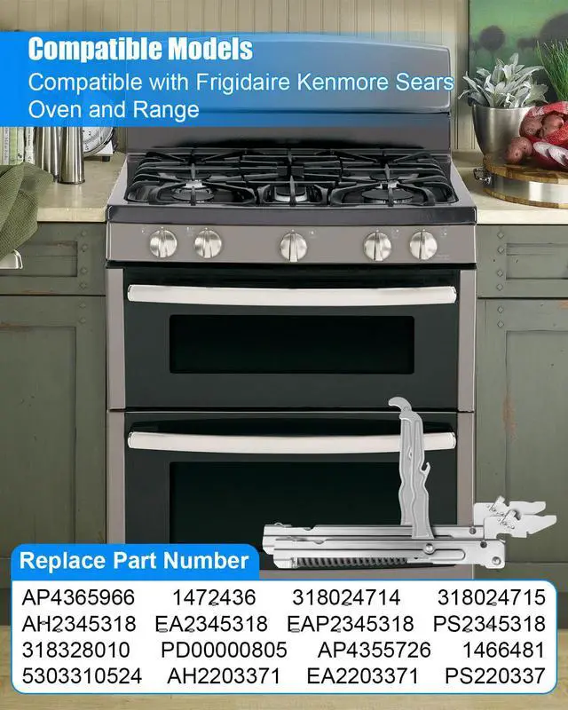 Alt view image 2 of 6 - 318024747 Oven Door Hinge Fit for Frigidaire Kenmore Sears Range, 2 Pack | Upgraded Stainless Steel Hinge, Replaces 318328010 318024715, Oven Replacement Hardware