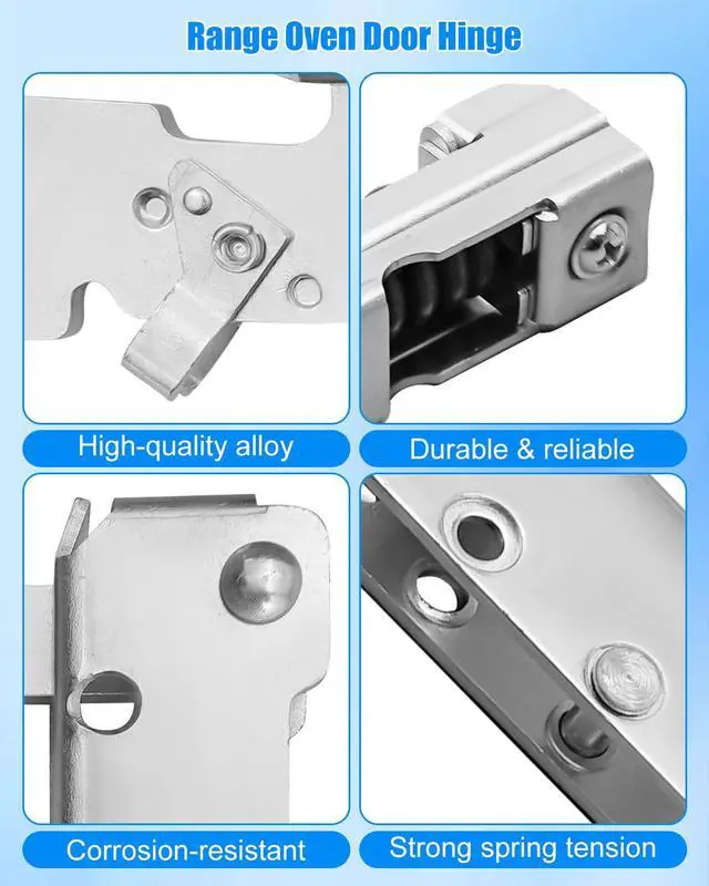 Alt view image 4 of 6 - 318024747 Oven Door Hinge Fit for Frigidaire Kenmore Sears Range, 2 Pack | Upgraded Stainless Steel Hinge, Replaces 318328010 318024715, Oven Replacement Hardware