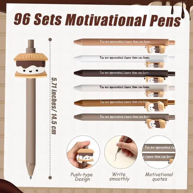 Alt view image 2 of 6 - 96 Sets Teacher Gifts Bulk Back to School Inspirational Smores Marshmallow Pens Tags Thank You Party for Teacher Student Nurse Team Staff Employees Coworkers Groups Office