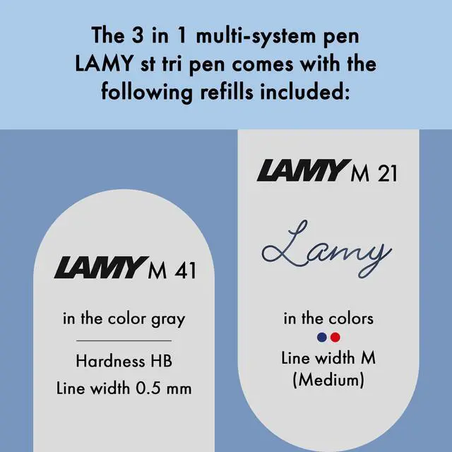 Alt view image 4 of 5 - st black tri pen Multifunctional pen slim stainless steel mechanical pencil & ballpoint pen in one includes M 21 ballpoint refill in blue and red & M 41 fine-line refill (0.5 mm)