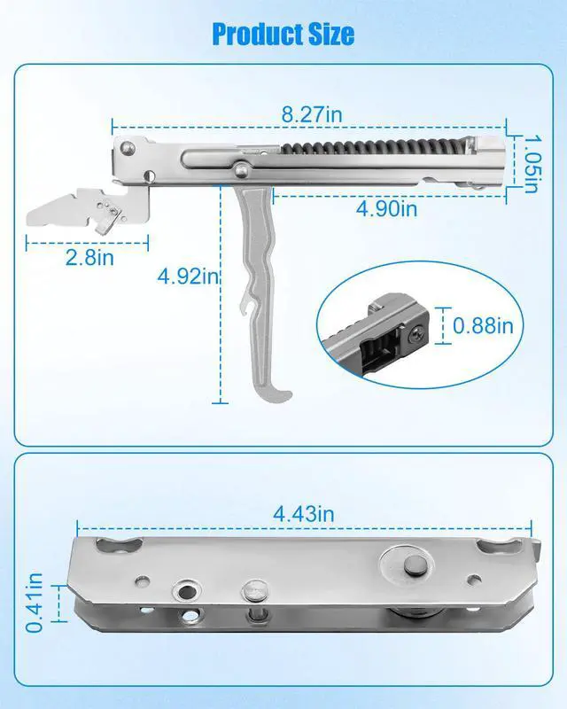 Alt view image 6 of 6 - 318024747 Oven Door Hinge Fit for Frigidaire Kenmore Sears Range, 2 Pack | Upgraded Stainless Steel Hinge, Replaces 318328010 318024715, Oven Replacement Hardware