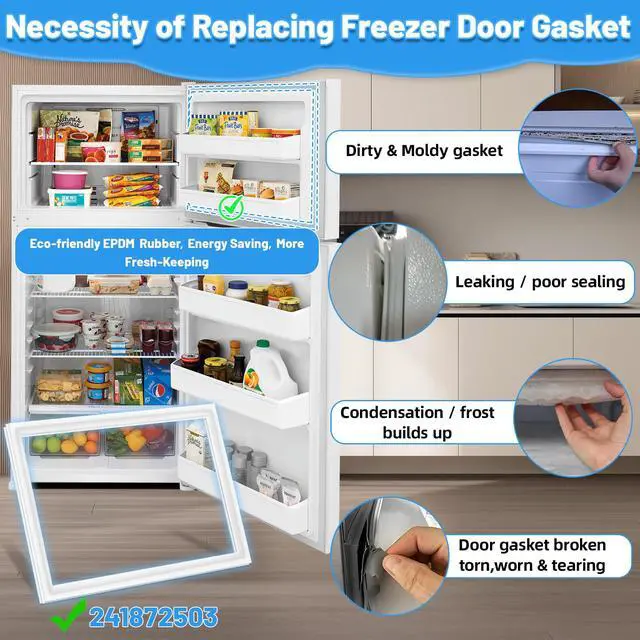Alt view image 5 of 7 - UPGRADED 241872503 Freezer Door Gasket Compatible with Frigidaire Refrigerator Freezer Door Gasket 240542115 Refrigerator Door Seal For Kenmore Refrigerator Door Gasket 240370905 AP4310534 PS1991435