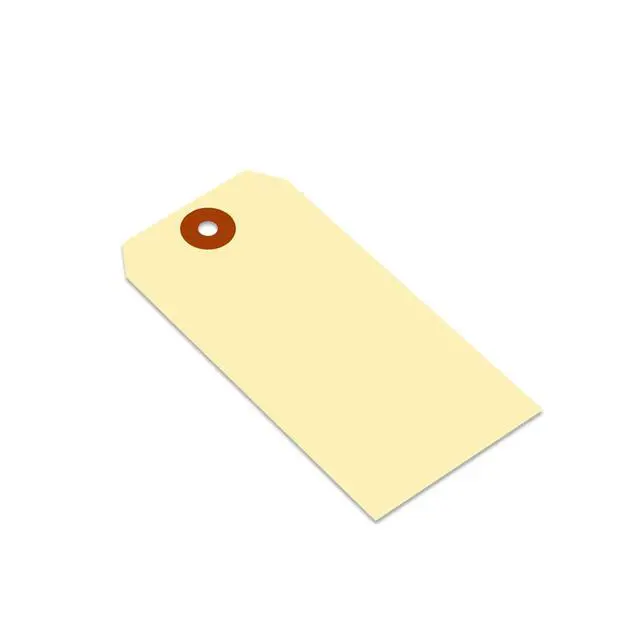 Alt view image 6 of 6 - SmartSign Blank Manila Shipping Tags - Pack of 1000, Size-5, 10pt Thick Cardstock Tag, 4.75 x 2.375 inch Paper Hang Tags with Reinforced Fiber Patch (No Attachment)
