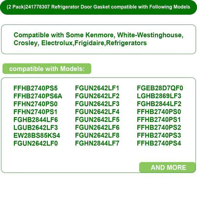 Alt view image 4 of 7 - 2 PACK 241778307 Fresh Food Door Gasket Replaces 1793667 AH3408461 (GRAY) | Compatible with Frigi-daire Kenmore Crosley and Electrolux Refrigerator Door Gasket