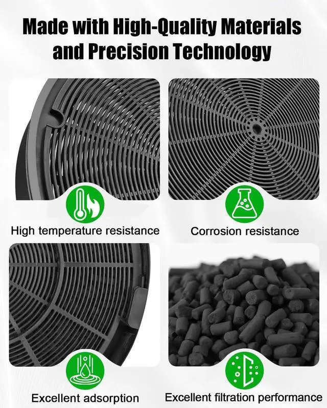 Alt view image 3 of 6 - JXCF72 Charcoal Filter Fit for GE BOSCH Range Hood JVW5301BJ1TS, 4 Pcs | Replace WB02X24842 HUIF06UC 11013078, for JVW5301EJ1ES JVW5301EJ2ES JVW5301FJ1DS, Carbon Filter