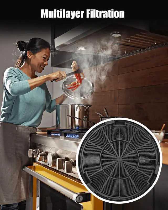 Alt view image 4 of 6 - JXCF72 Charcoal Filter Fit for GE BOSCH Range Hood JVW5301BJ1TS, 4 Pcs | Replace WB02X24842 HUIF06UC 11013078, for JVW5301EJ1ES JVW5301EJ2ES JVW5301FJ1DS, Carbon Filter