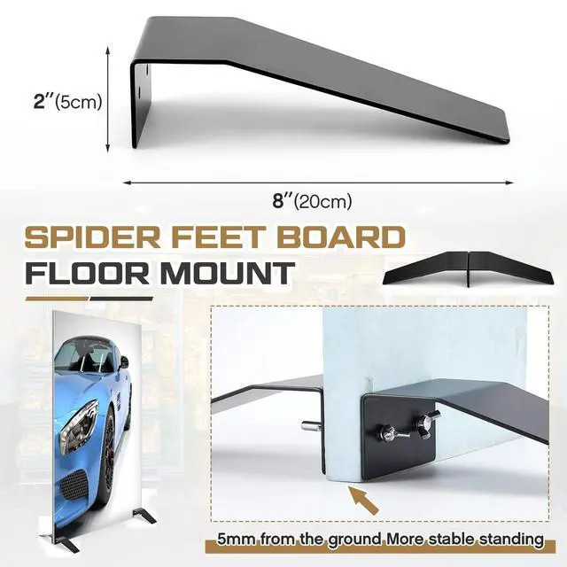 Alt view image 3 of 7 - 16 Pcs/4 Sets Spider Feet Board Sign Holder Base Adjustable Heavy Duty Metal Floor Mount Standing Sign Holder for Business Store Board Display Show (Base Only)