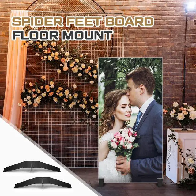 Alt view image 6 of 7 - 16 Pcs/4 Sets Spider Feet Board Sign Holder Base Adjustable Heavy Duty Metal Floor Mount Standing Sign Holder for Business Store Board Display Show (Base Only)