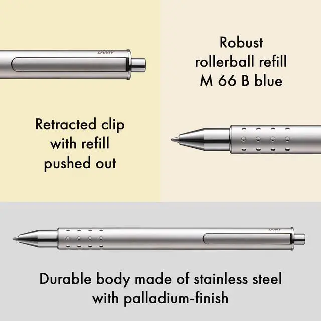 Alt view image 3 of 5 - swift Palladium - modest rollerball pen with a smooth writing experience - robust metal casing & line width B M 66 rollerball refill in blue