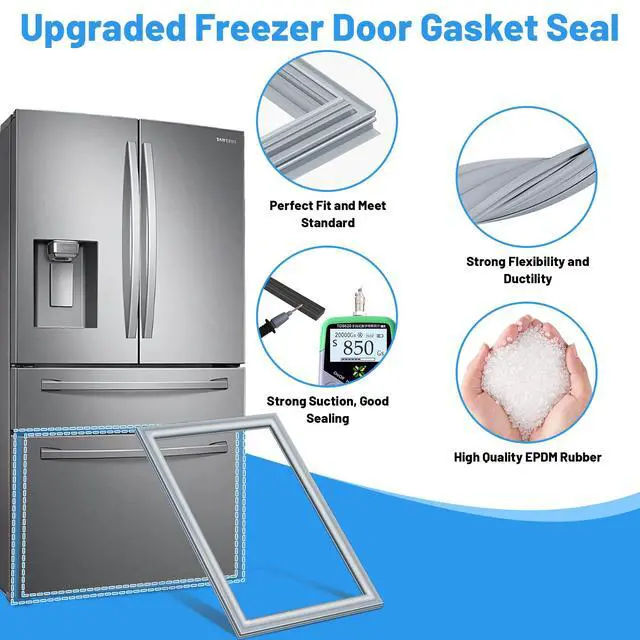 Alt view image 4 of 7 - Upgraded DA97-12522S Freezer Door Gasket Compatible with Samsung Refrigerator Freezer Door Gasket Seal 21.5"x34.4" DA97-22753A Refrigerator French Door Gasket Freezer Seal Gray RF28HMEDBSR/AA Gasket