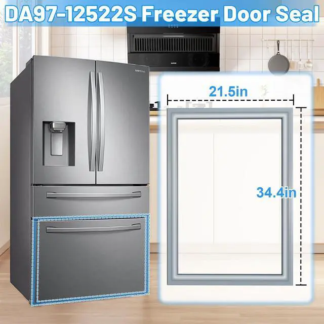 Alt view image 2 of 7 - Upgraded DA97-12522S Freezer Door Gasket Compatible with Samsung Refrigerator Freezer Door Gasket Seal 21.5"x34.4" DA97-22753A Refrigerator French Door Gasket Freezer Seal Gray RF28HMEDBSR/AA Gasket
