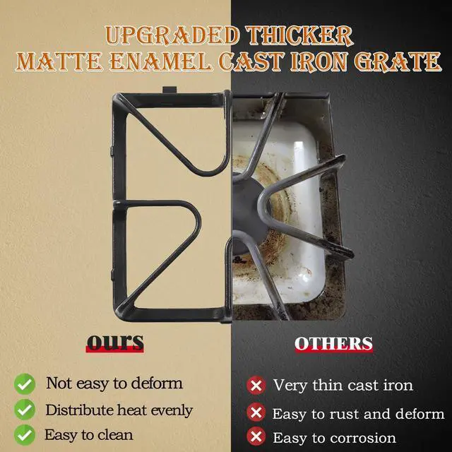 Alt view image 5 of 7 - WB31K10034 Burner Grates Replacement Parts for GE Gas Stove Grate 8.5x 8.5 Cast Iron Range Grate GE XL44 Surface Stove Top Grate General Electric Gas Range Cooktop Oven Burner Grate Square Rack
