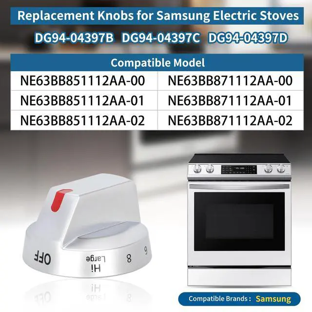 Alt view image 3 of 7 - DG94-04397D 3 Ring Burner knob DG94-04397C DG94-04397B for Samsung | NE63BB851112AA NE63BB871112AA Electric Stoves 2 Knobs Single Burner 1 knob Dual Burner 1 knob Triple Burner