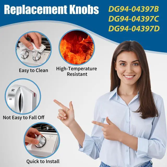 Alt view image 5 of 7 - DG94-04397D 3 Ring Burner knob DG94-04397C DG94-04397B for Samsung | NE63BB851112AA NE63BB871112AA Electric Stoves 2 Knobs Single Burner 1 knob Dual Burner 1 knob Triple Burner