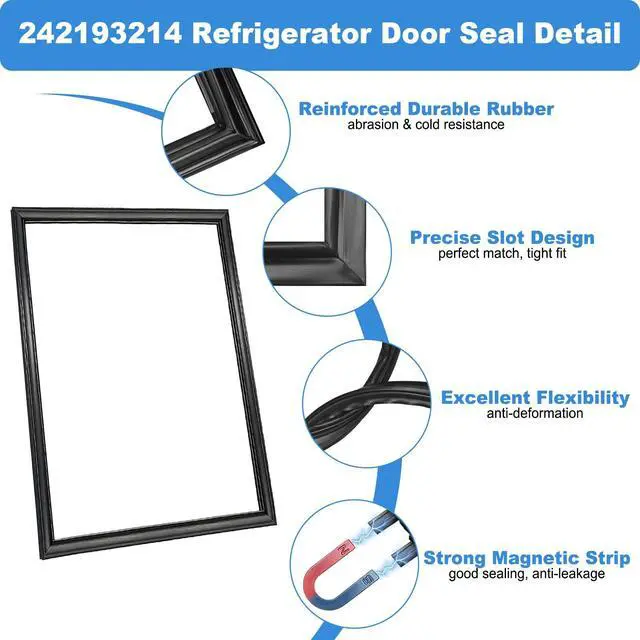 Alt view image 5 of 7 - Upgraded 242193214 Freezer Door Gasket Compatible With Frigidaire Kenmore Crosley White-Westinghouse Refrigerator Seal, Replaces AP5688453 PS7784010 3016410, 28.3 x 42.13" Blaack