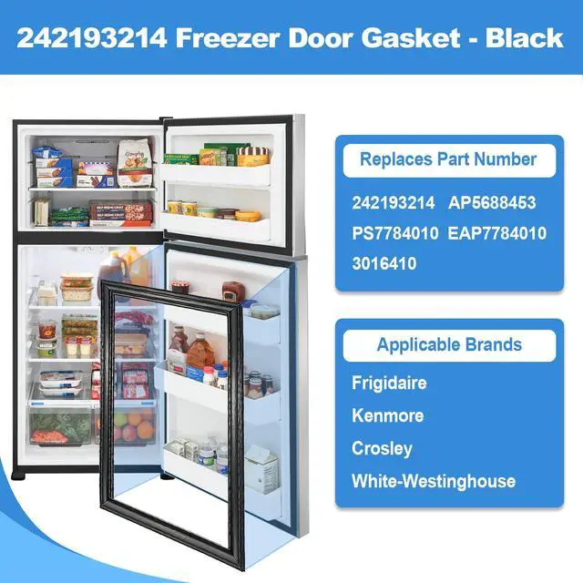 Alt view image 3 of 7 - Upgraded 242193214 Freezer Door Gasket Compatible With Frigidaire Kenmore Crosley White-Westinghouse Refrigerator Seal, Replaces AP5688453 PS7784010 3016410, 28.3 x 42.13" Blaack