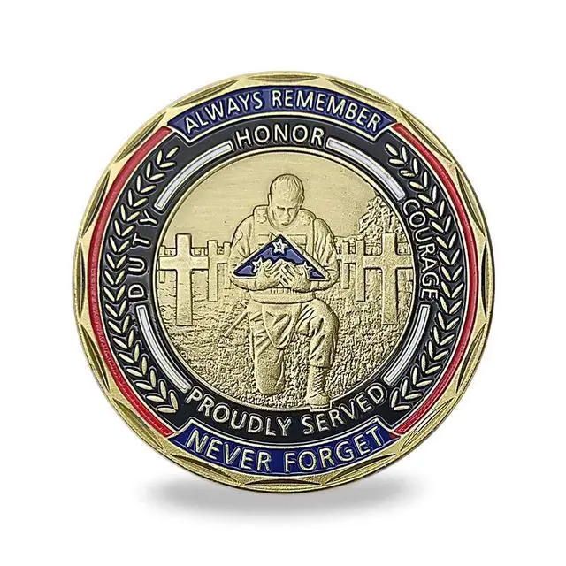 Alt view image 3 of 7 - 82 PCS US Military Challenge Coin Veteran Coin - Stand for The Flag, Kneel for The Fallen