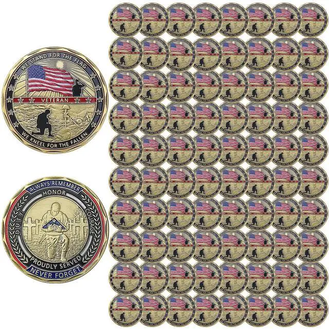 Main image of 82 PCS US Military Challenge Coin Veteran Coin - Stand for The Flag, Kneel for The Fallen