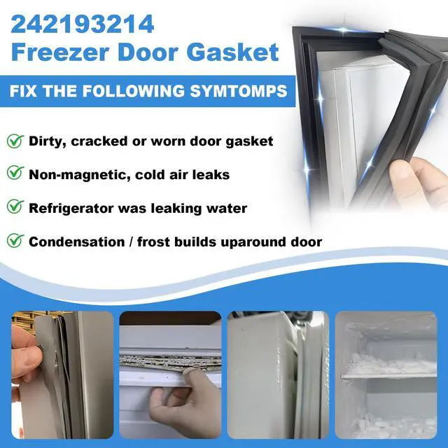 Alt view image 7 of 7 - Upgraded 242193214 Freezer Door Gasket Compatible With Frigidaire Kenmore Crosley White-Westinghouse Refrigerator Seal, Replaces AP5688453 PS7784010 3016410, 28.3 x 42.13" Blaack