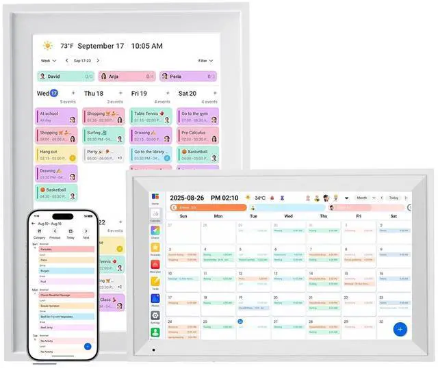 Main image of Digital Calendar Wall Touch Screen, 10.1 Inch Electronic Smart Calendars with Google Play & Multi-Calendar Sync, Electronic Planner & Chore Chart for Family Schedules Meal White (WL-10.1-2)