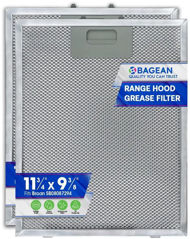 Main image of Stove Hood Vent Filter 11.75 x 9.40 SB08087294 Compatible with Broan Range Hood Filter Replacement - Aluminum Screen for Kitchen Overhead Fan - Blocks Grease & Filters over Oven Air (2-Pack)