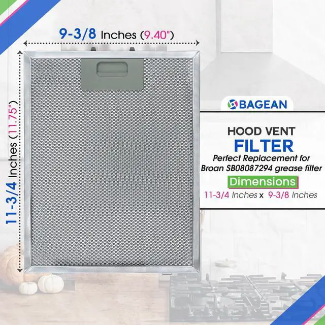 Alt view image 3 of 6 - Stove Hood Vent Filter 11.75 x 9.40 SB08087294 Compatible with Broan Range Hood Filter Replacement - Aluminum Screen for Kitchen Overhead Fan - Blocks Grease & Filters over Oven Air (2-Pack)