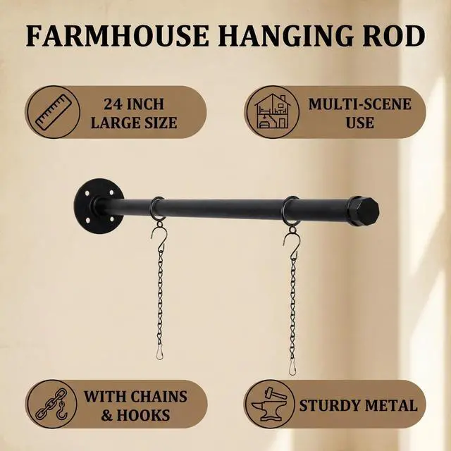 Alt view image 4 of 7 - 2Pack 24'' Metal Sign Hanger Brackets with 4 Hanging Chains Heavy Duty Wall Mount for Outdoor & Indoor Signs, Hanging Sign Brackets for Shops, Blade Sign Bracket, Decorative Sign Hanger