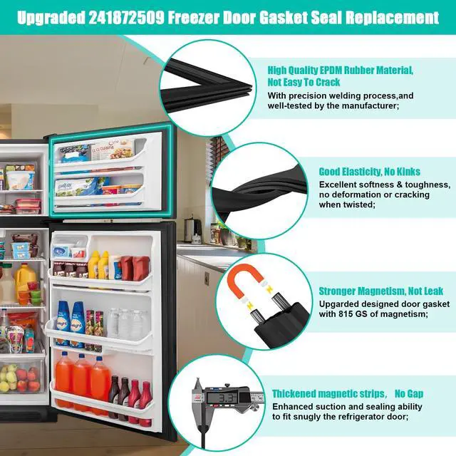 Alt view image 2 of 7 - Upgraded 241872509 Refrigerator Freezer Door Gasket Replacement Compatible w/Frigidaire Freezer Door Seal, 28.74"*17.91" Refrigerator Gasket Seal for Cro-sley & Ken-more Parts 240542109, 5304439524