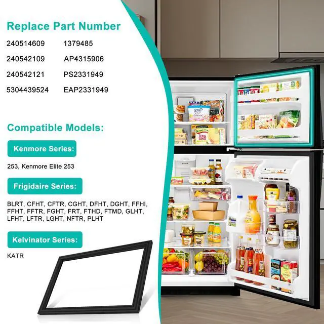 Alt view image 4 of 7 - Upgraded 241872509 Refrigerator Freezer Door Gasket Replacement Compatible w/Frigidaire Freezer Door Seal, 28.74"*17.91" Refrigerator Gasket Seal for Cro-sley & Ken-more Parts 240542109, 5304439524