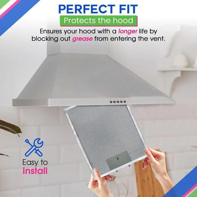 Alt view image 5 of 6 - Stove Hood Vent Filter 11.75 x 9.40 SB08087294 Compatible with Broan Range Hood Filter Replacement - Aluminum Screen for Kitchen Overhead Fan - Blocks Grease & Filters over Oven Air (2-Pack)