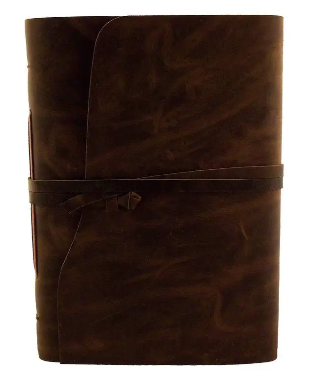 Alt view image 3 of 7 - Large Genuine Leather Journal and Sketchbook with Gift Box - 380 Pages - 9 x 12" - Rustic Vintage Style