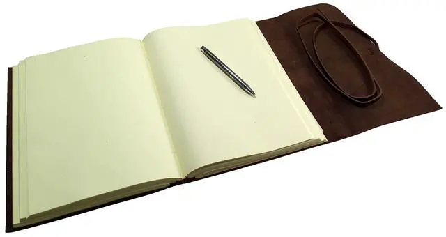 Alt view image 6 of 7 - Large Genuine Leather Journal and Sketchbook with Gift Box - 380 Pages - 9 x 12" - Rustic Vintage Style
