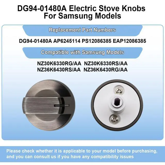 Alt view image 2 of 7 - DG94-01480A Electric Stove Knobs Replacement for Samsung Range Stove Parts NZ30K6330RG/AA, NZ36K6430RS/AA, NZ30K6330RS/AA, NZ36K6430RG/AA Oven Knobs 30 36 Inch Top Cooktop Surface Burner Knob - 5 Pack
